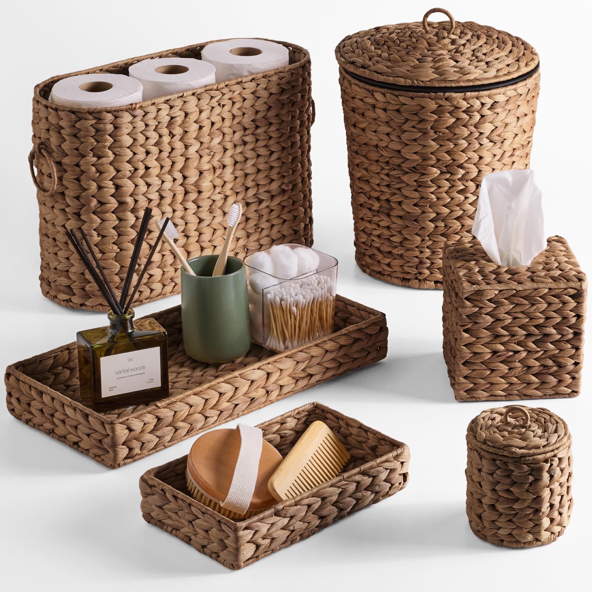 Best Choice Products 6PC Bathroom Accessories Set, Vanity Trays, qtip Canister, Square Tissue Box... | Amazon (US)