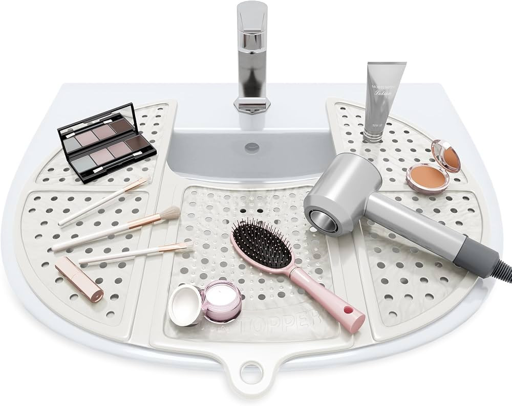Sink Topper Foldable Sink Cover - Silicone Beauty Makeup Brush Cleaning Mat Hot Tools Organizer -... | Amazon (US)
