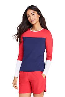 Women's Petite Crew Neck Long Sleeve Rash Guard UPF 50 Sun Protection Modest Swim Tee | Lands' End (US)