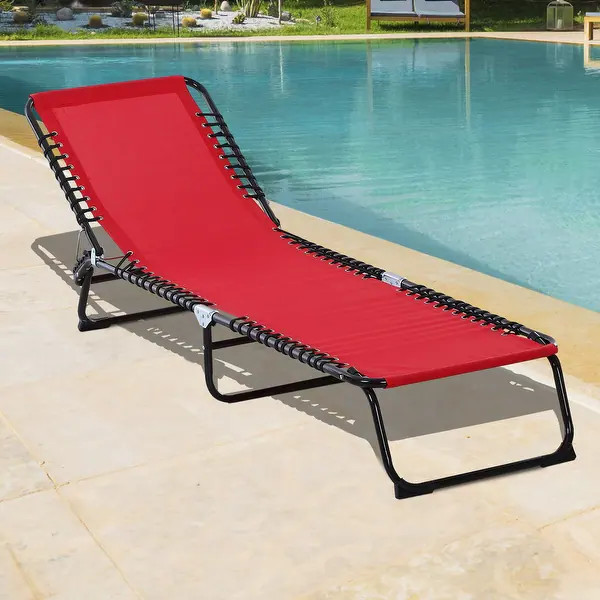 Outsunny Outdoor Folding Chaise Lounge Chair Portable Lightweight Reclining Garden with 4-Positio... | Bed Bath & Beyond