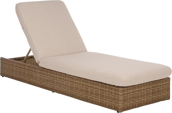 SAFAVIEH Outdoor Patio Furniture Collection – Emma Natural & Taupe Cushion Lounger, Adjustable ... | Amazon (US)