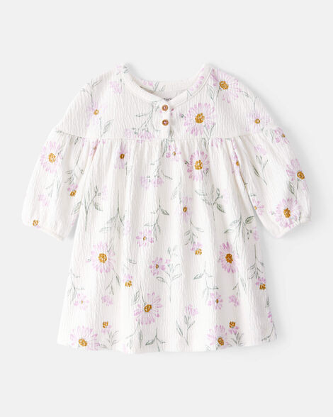 Baby Girl Floral Gauze Dress - White | Carter's Inc