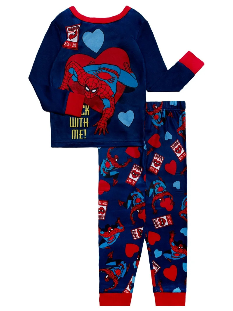 Marvel Spiderman Valentines Day 2-Piece Long Sleeve and Pant Pajama Set, Sizes 4-10 | Walmart (US)
