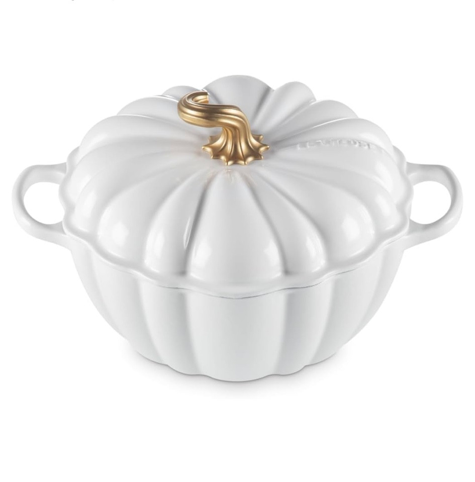 The perfect fairytale white cast iron cocotte…reminding me of Cinderella’s carriage. Perfect for my fall chuck roast recipe. Comes in 4 colors; fairytale white, persimmon (a rusty orange), sea salt (a robins egg blue) and a matte black each adorned with a brass stem. 

#LTKSeasonal #LTKHome