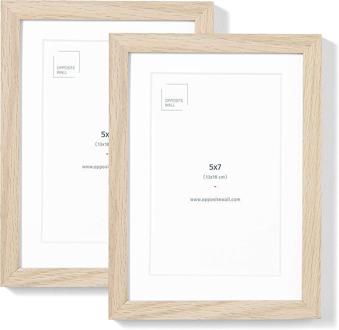 Set of 2, (5x7 in | 13x18 cm) Natural Solid Oak Wood Picture Frame Matted Poster Frame Wall and T... | Amazon (US)
