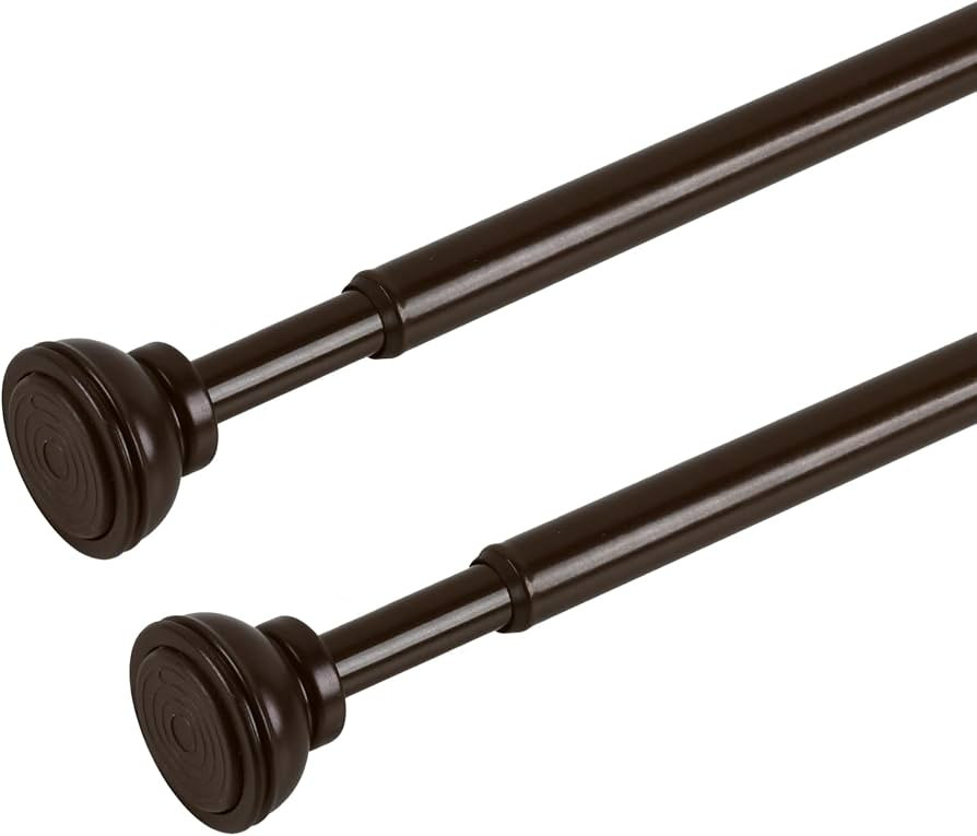Spring Tension Curtain Rod Adjustable 26 to 36 Inch, 2 Pack, Bronze | Amazon (US)