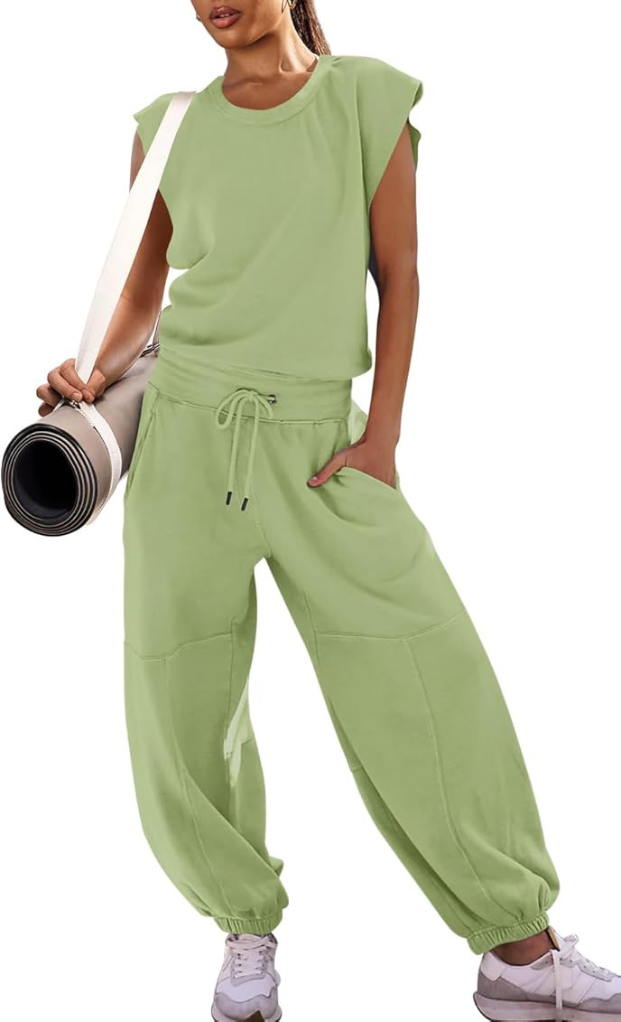 LAMISSCHE Womens Oversized Wide Leg Jumpsuit with Pockets Elastic Waist Workout Onesie Romper Ope... | Amazon (US)