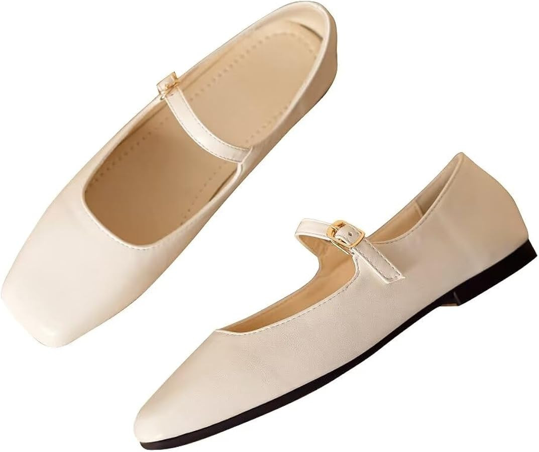 TN TANGNEST Leather Flats for Women Comfortable Round Toe Slip On Ballet Flats Retro Dress Mary J... | Amazon (US)