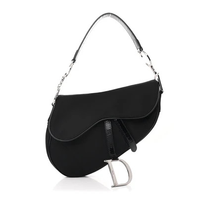 Christian Dior Nylon Saddle Bag Black | FASHIONPHILE (US)