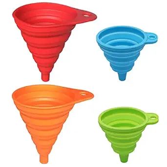 KongNai Silicone Collapsible Funnel Set of 4, Small and Large, Kitchen Gadgets Accessories Foldab... | Amazon (US)