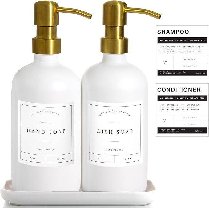 Dish Soap Dispenser for Kitchen, Hand Soap Dispenser Tray, Gold Soap Dispenser Bathroom, Mouthwas... | Amazon (US)