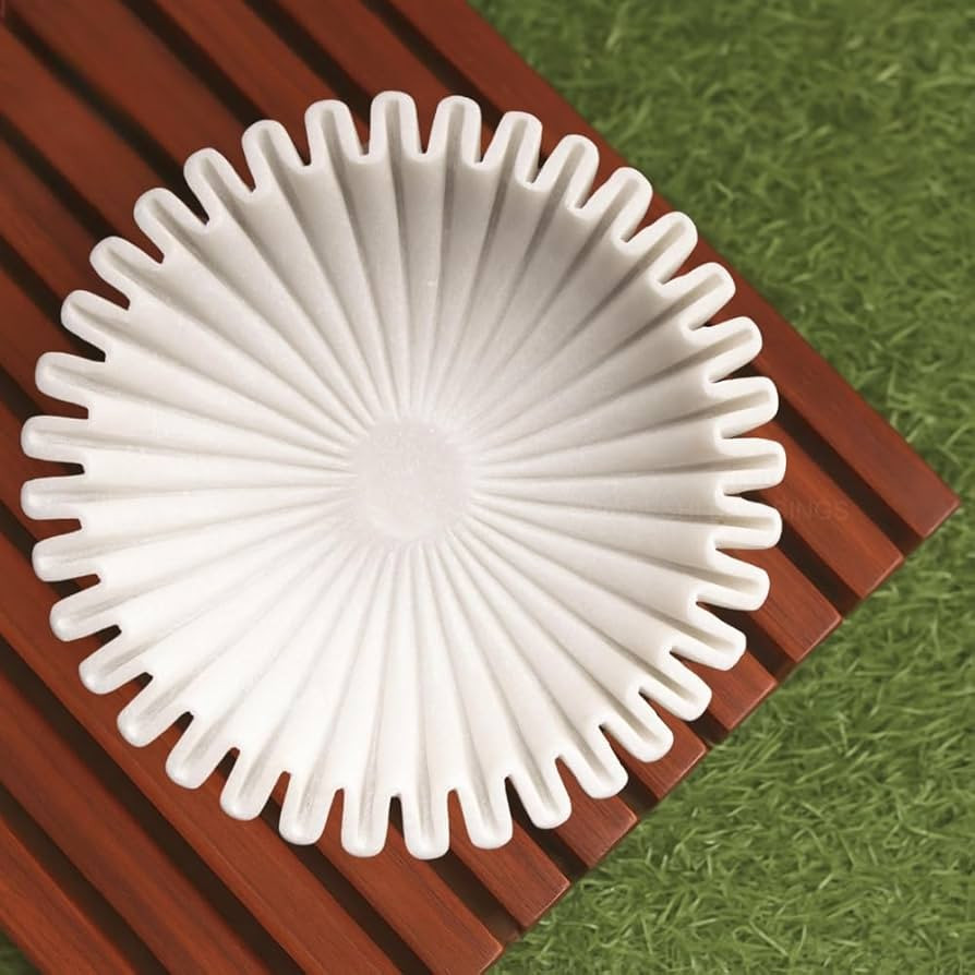 SWADESHI BLESSINGS HandCrafted Marble Ruffle Bowl/Antique Scallop Bowl/Fruit Bowl/Vintage Ring Di... | Amazon (US)