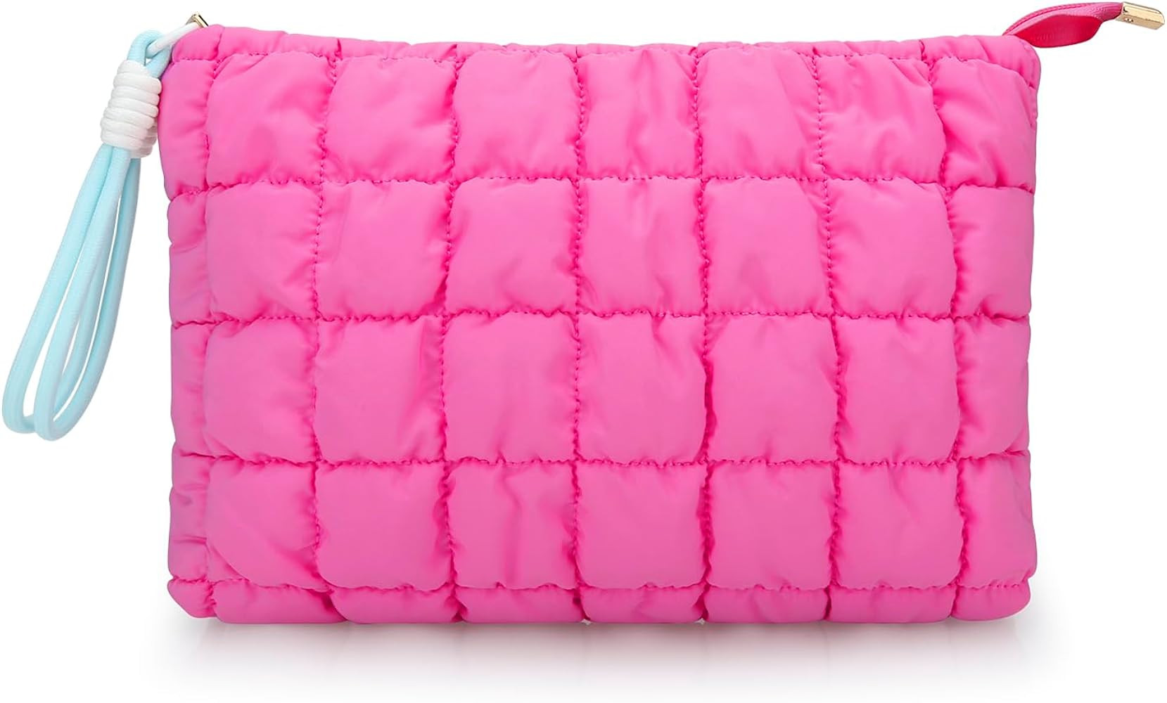 DOB SECHS Puffer Quilted Makeup Bag with Handle, Cute Puffy Cotton Cosmetic Bags for Women, Check... | Amazon (US)