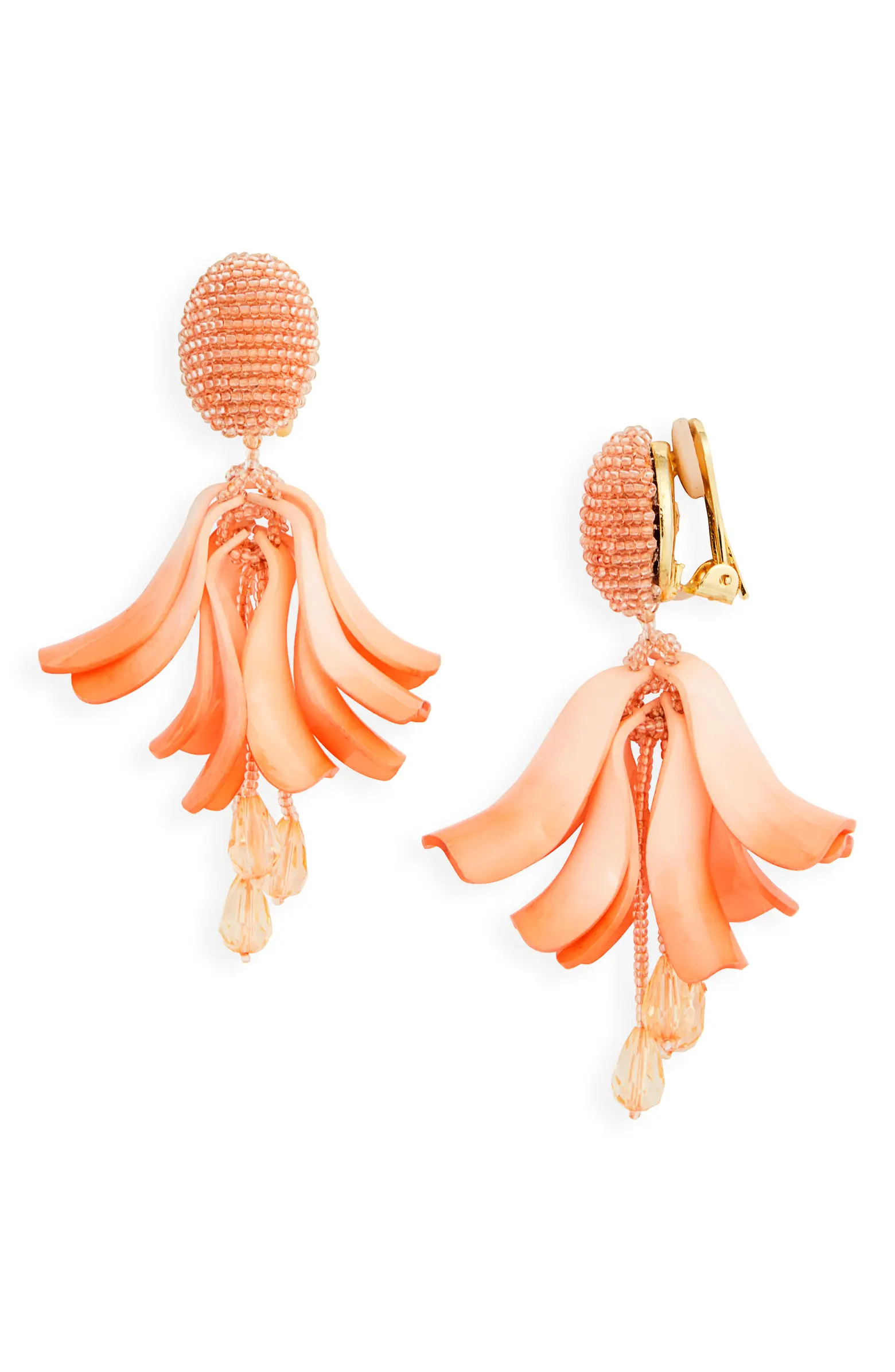 Oscar de la Renta Impatiens Petal Dangle Clip-On Earrings | Nordstrom | Nordstrom