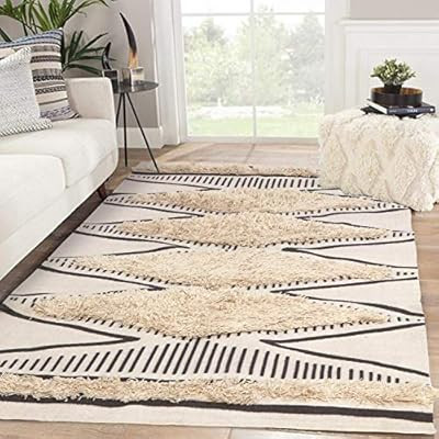 KIMODE Tufted Cotton Area Rug 4' x 6'| Farmhouse Diamond Throw Rugs| Hand Woven Print Collection ... | Amazon (US)