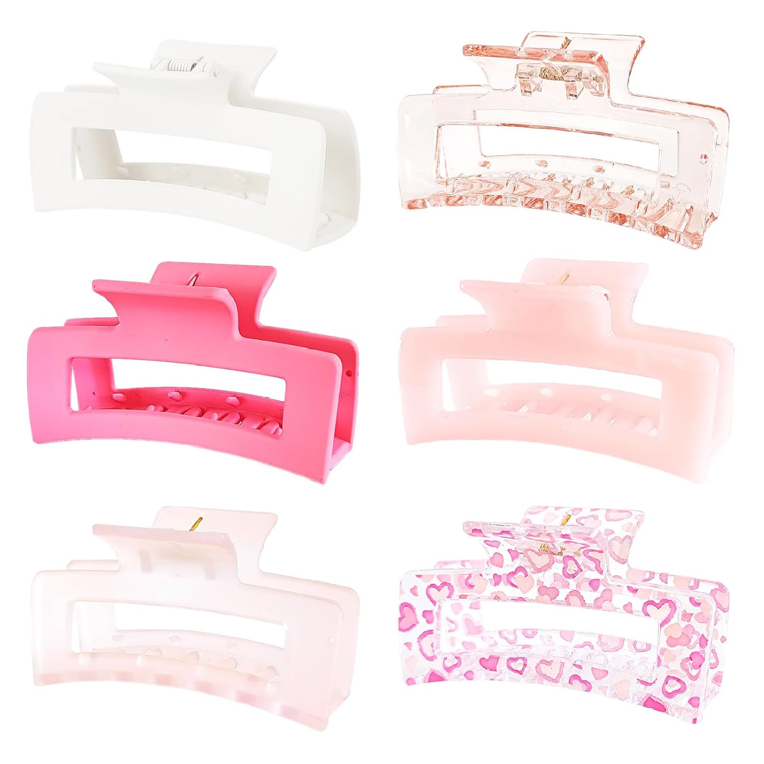 Amazon.com : 3.5” Medium Claw Clips, 6 Pcs Square Hair Clips for Thick and Thin Hair, Strong Ho... | Amazon (US)