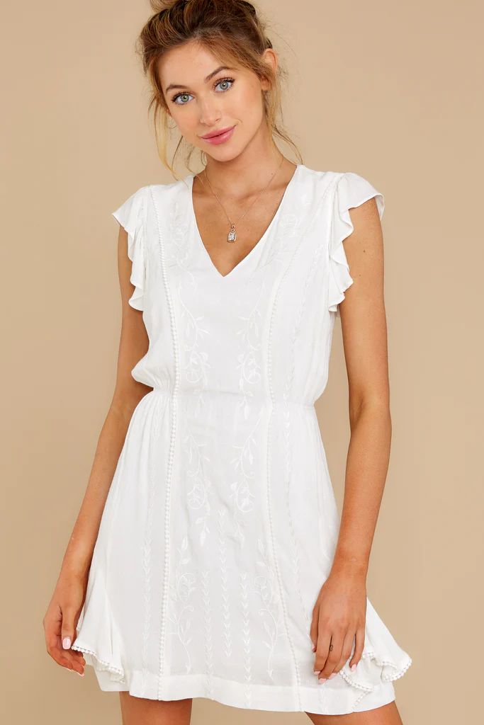 Dream For Days White Embroidered Dress | Red Dress 