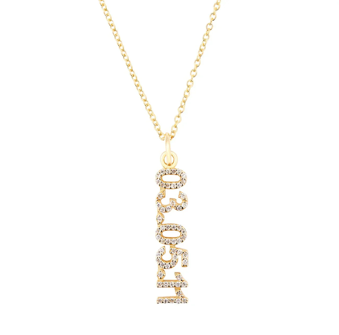 Pavé Vertical Date Necklace | Tiny Tags (US)