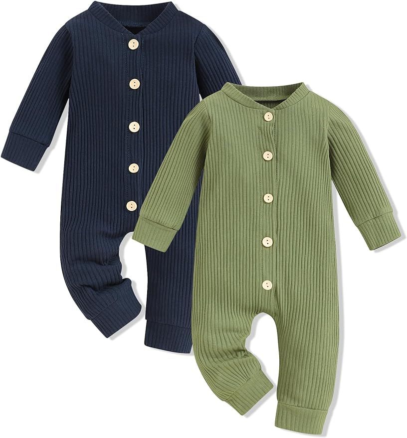 FoWear Baby Boy Clothes Newborn Boy Girl Outfits Romper Long Sleeve Bodysuit Jumpsuit Baby Boy Ou... | Amazon (US)