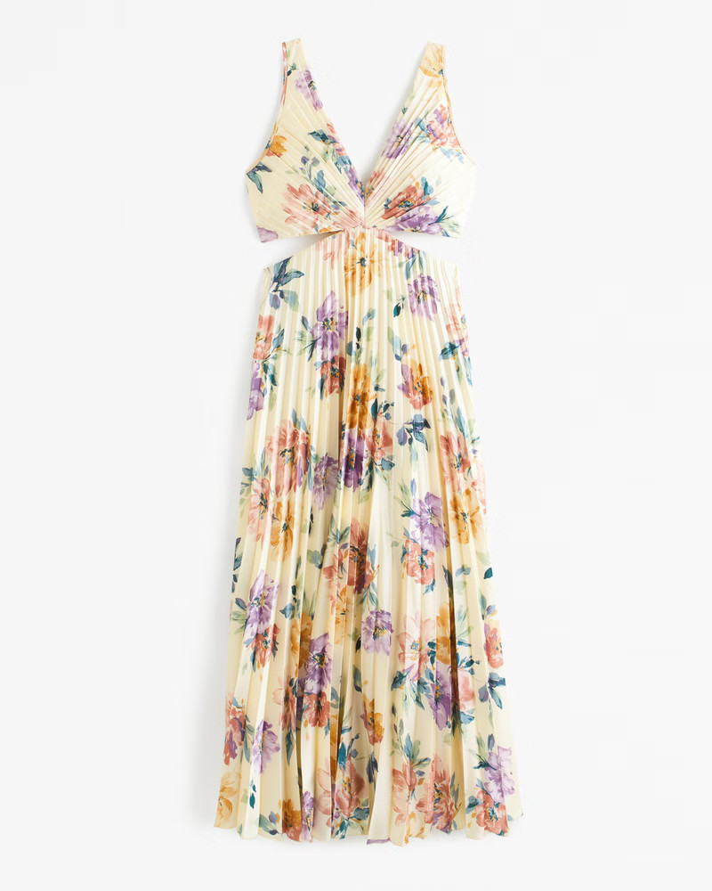 The A&F Giselle Pleated Cutout Maxi Dress | Abercrombie & Fitch (US)