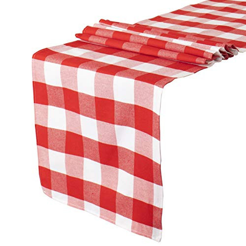 ShinyBeauty Buffalo Check Table Cover - 13''x72'' Red & White Cotton Checkered Plaid Table Runner for Farmhouse Dinners | Amazon (US)