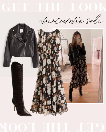 Abercrombie fall dress styled with boots and leather jacket. (15% OFF jacket + dress)
Dress runs true to size, I'm wearing the petite length for a shorter length (I'm 5'5). Wearing size S. Bump-friendly dress.


#LTKFind #LTKsalealert #LTKstyletip