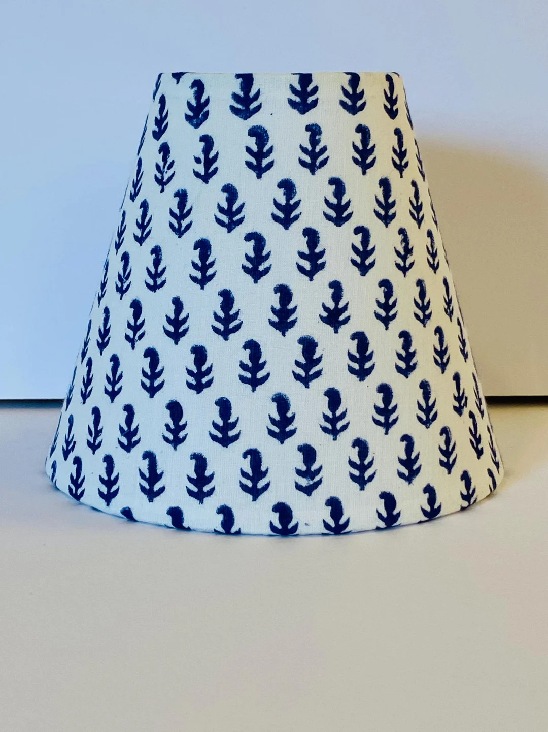 MADE TO ORDER Navy Blue Floral Block Print Fabric Sconce Chandelier Shade - Etsy | Etsy (US)