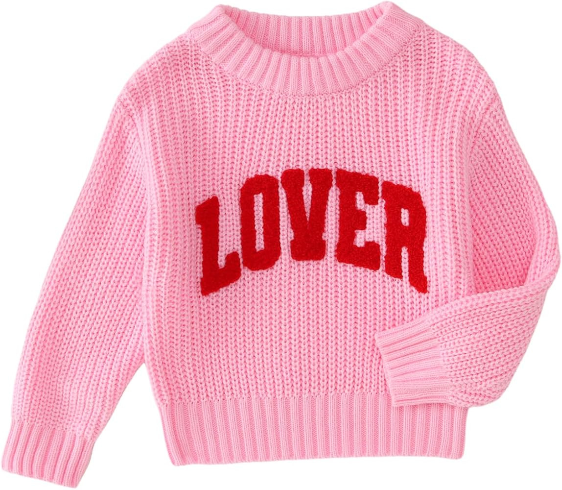 Valentine's Day Sweater for Toddler Baby Girl Boy Lover Letter Embroidery Knit Pullover Tops Holi... | Amazon (US)