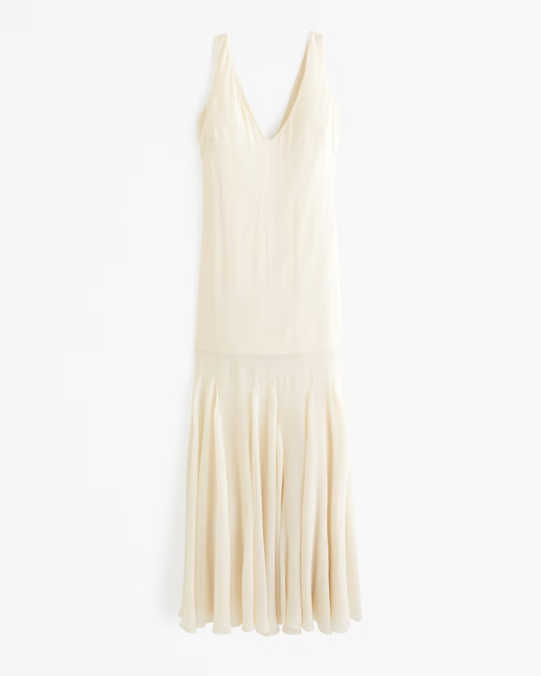 Plunge Godet Skirt Maxi Dress | Abercrombie & Fitch (US)