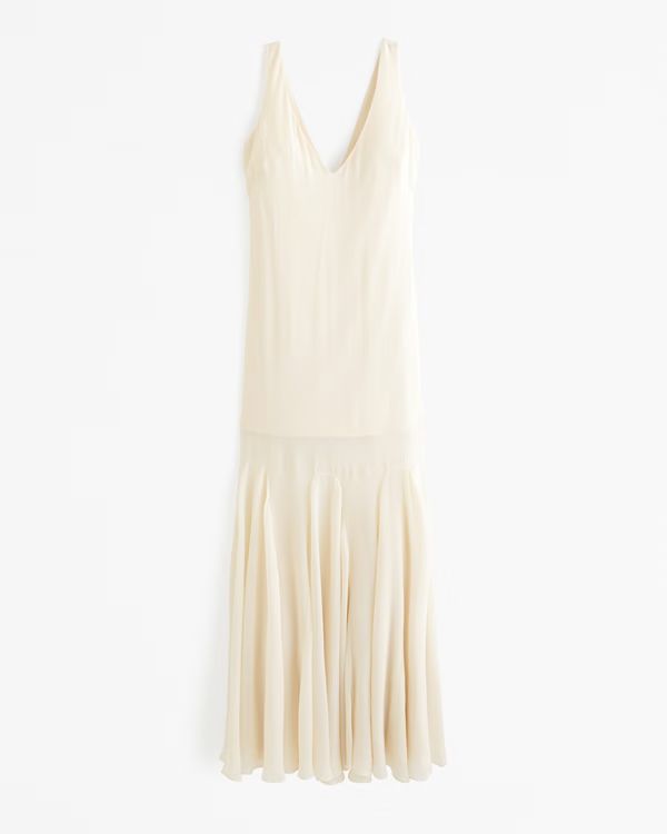 Plunge Godet Skirt Gown | Abercrombie & Fitch (US)