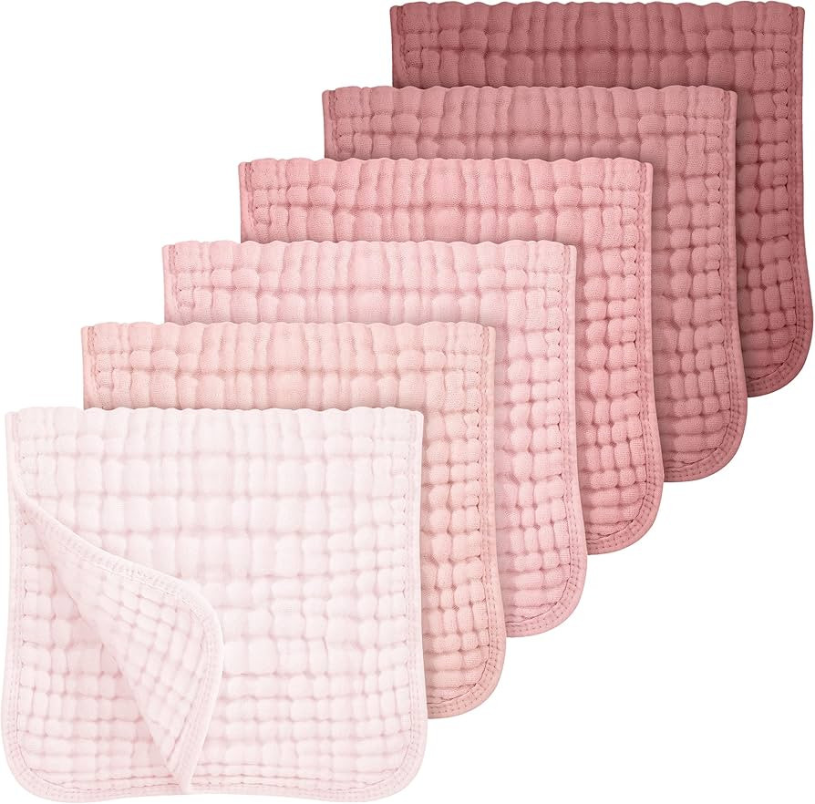 Looxii Muslin Burp Cloths Baby Girl 6 Pack - 20" x 10" - Ultra Soft & Absorbent, 6-Layer 100% Cot... | Amazon (US)