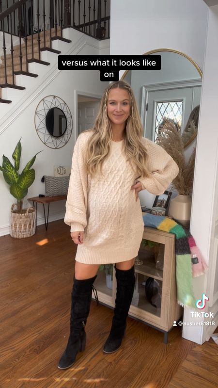 Amazon sweater dress for the win! Bumpfriendly or not it will work for before, during and after pregnancy! Wearing a medium! 

#LTKbump #LTKsalealert #LTKstyletip