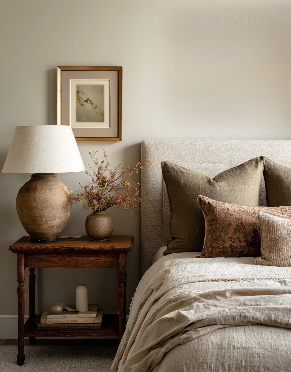 Quiet, warm, and beautifully layered 🤍
This bedside moment leans into timeless neutrals, soft linens, and vintage-inspired details — from the aged wood nightstand to the subtle artwork above. A calm, cozy corner made for slow mornings and early nights.

#ltkhome #ltkbedroom #ltkdecor #bedroominspo #neutralhome #warmneutrals #layeredhome #cozybedroom #timelessstyle #classicinteriors #vintageinspired #linenbedding #softlayers #collectedhome #interiorinspo #homeinspo #quietluxury #neutraldecor #slowliving #cozycorners #bedroomdecor #europeaninspired #cottagebedroom #warmwood #aestheticinteriors 

 #LTKmomlife #LTKmorningroutine #LTKSaleAlert