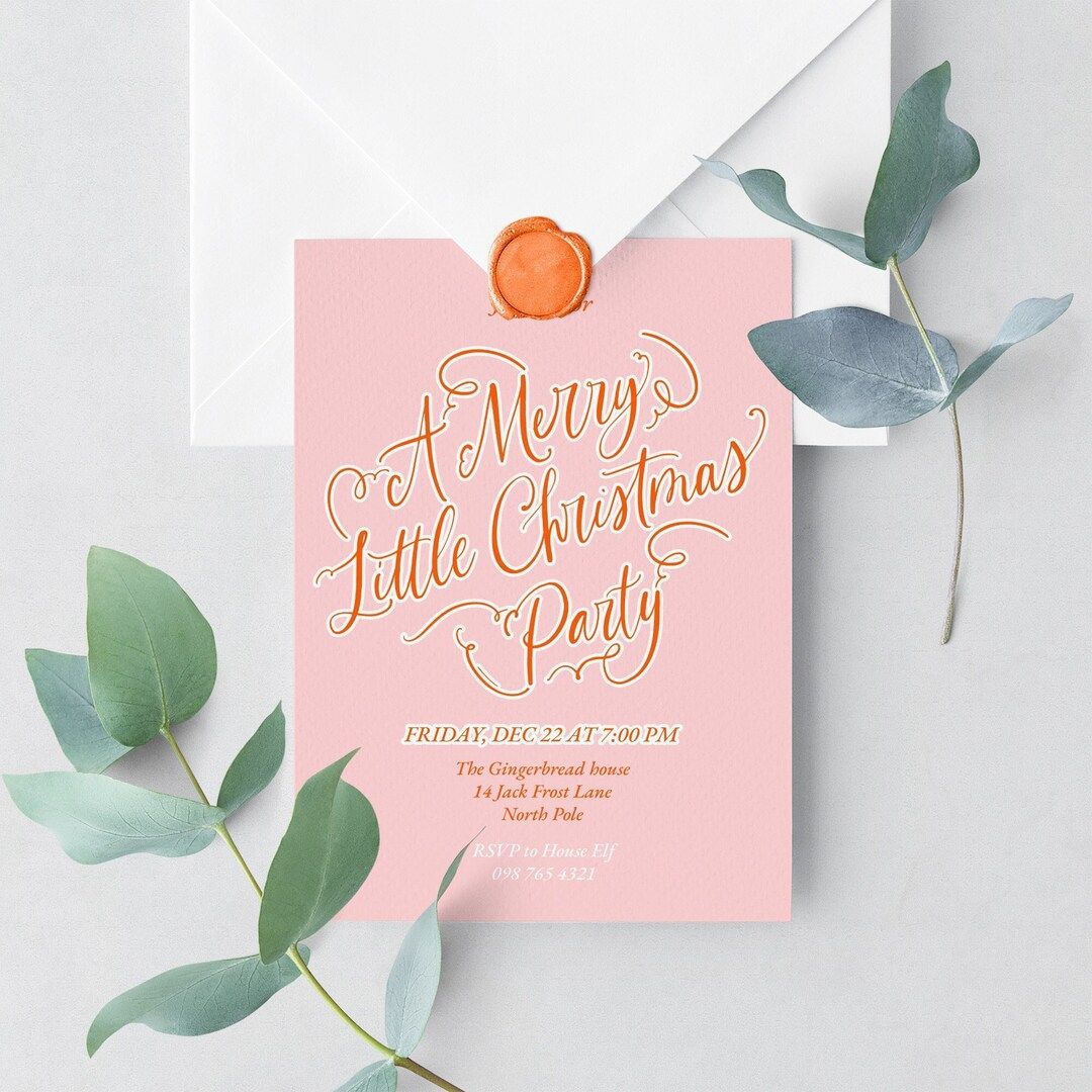 Pink Christmas Party Invitation Template Modern Holiday Party - Etsy | Etsy (US)