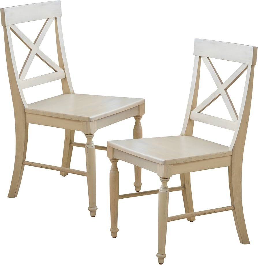Christopher Knight Home Rovie Acacia Wood Dining Chairs, 2-Pcs Set, Antique White | Amazon (US)