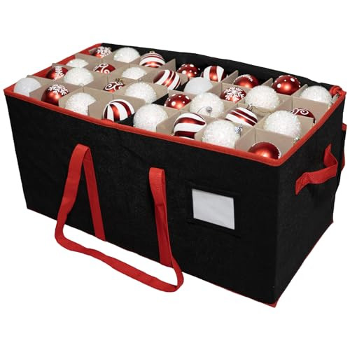 Jinhua Yiyan Christmas Ornament Storage Box Hold 128 Christmas Balls Holiday Ornament Storage Organizer with Zippered Closure Christmas Chest with Dividers Xmas Decoration Storage Bin with Lid(Black | Amazon (US)