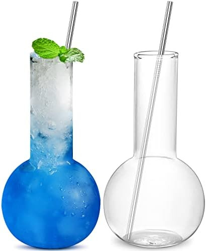 Amazon.com | Creative Tube Cocktail Glass Set of 2 -14oz Distilling Flask Clear Glass for Cocktai... | Amazon (US)