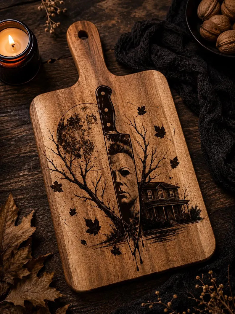 Michael Myers Inspired Charcuterie Board | Halloween Horror Serving Board | Engraved Wood Cutting... | Etsy (Global)