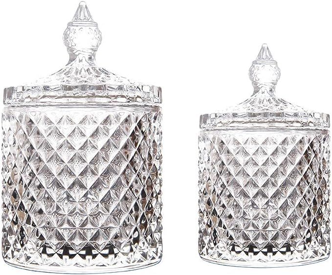 Crystal Diamond Faceted Jar with Crystal Lid,Suitable as A Candy Dish,Cookie Tin,Biscuit Barrel,D... | Amazon (US)