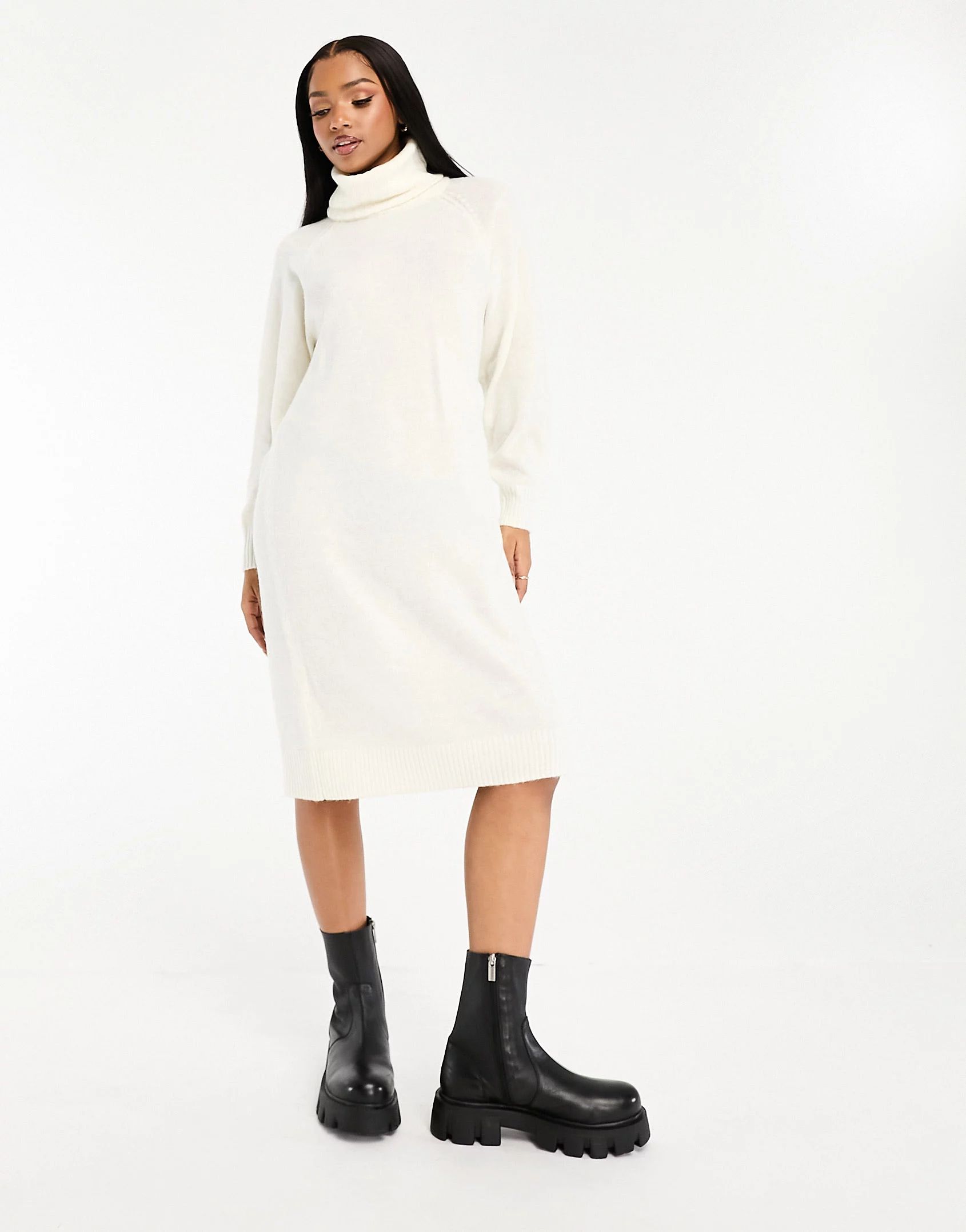 Vero Moda roll neck knitted maxi dress in cream | ASOS (Global)