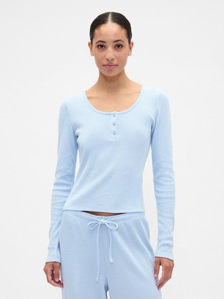 Waffle-Knit Henley PJ Top | Gap Factory