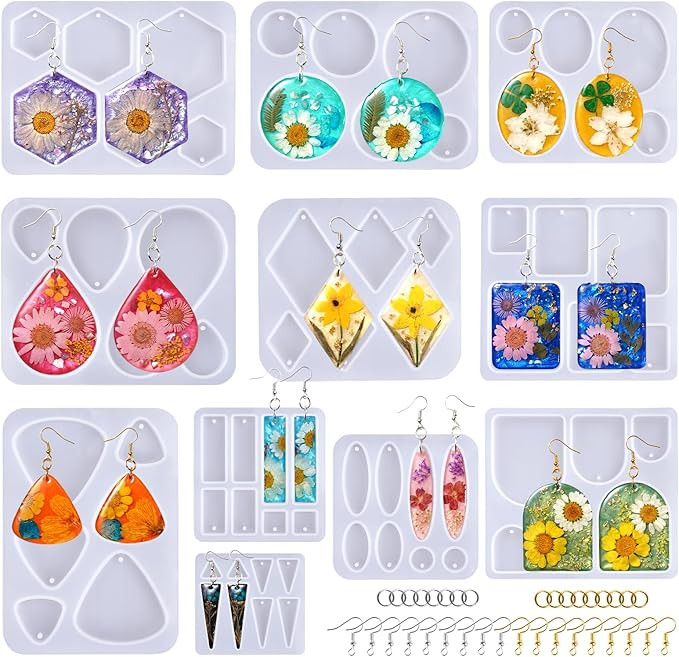 LET'S RESIN Resin Earring Mold, 171 Pcs Resin Jewelry Molds Making Kit with 11 Pack Variety Shape... | Amazon (US)