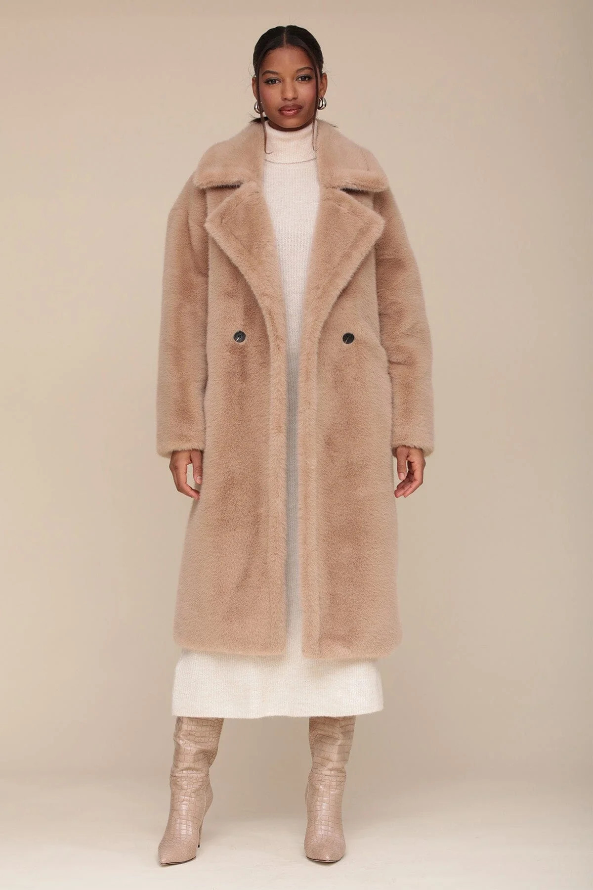 Premium Faux Fur Relaxed Midi Coat | Avec Les Files