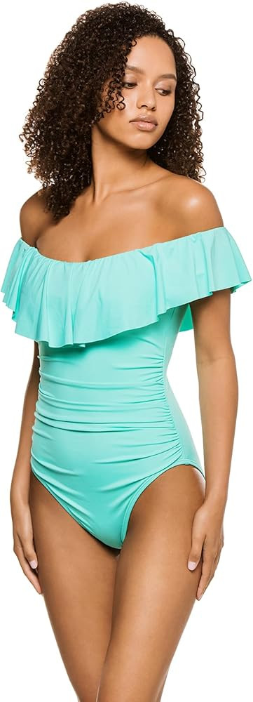 Island Goddess Off Shoulder Ruffle One Piece Swimsuit | Amazon (US)