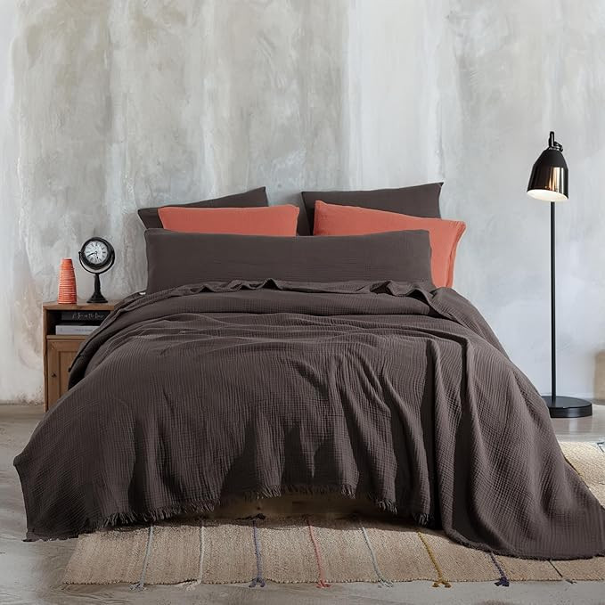 100% Cotton Muslin King Size Blanket, 4-Layer Lightweight and Breathable for Summer, Soft Gauze B... | Amazon (US)