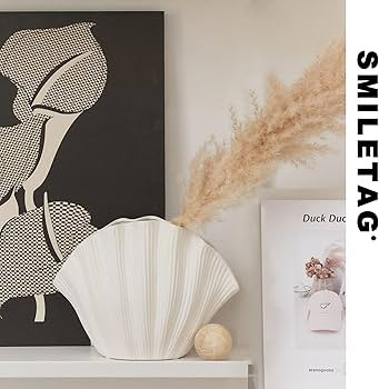Shell-Shaped Vase for Living Room Decor, Ceramic Vases for Modern Home Decor, Unique Vase for Far... | Amazon (US)