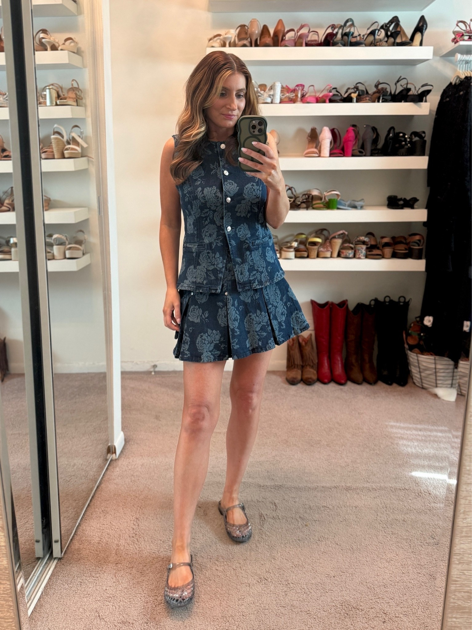 Last nights date night outfit! Steve Madden floral print denim two piece set

Vest (size small)
Skort (size 2)
DKNY Jelly sandals 
Melinda Maria hoop earrings 

Summer outfit, sale finds, skort set, easy outfit, vacation outfit, date night outfit, brunch outfit

#LTKootd #LTKSaleAlert #LTKSeasonal