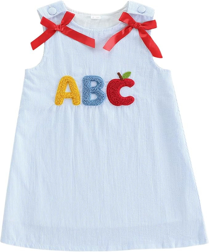 Baby Girl Back to School Outfit Toddler Summer Tank Dress Clothes | Little Girls Sleeveless Round... | Amazon (US)