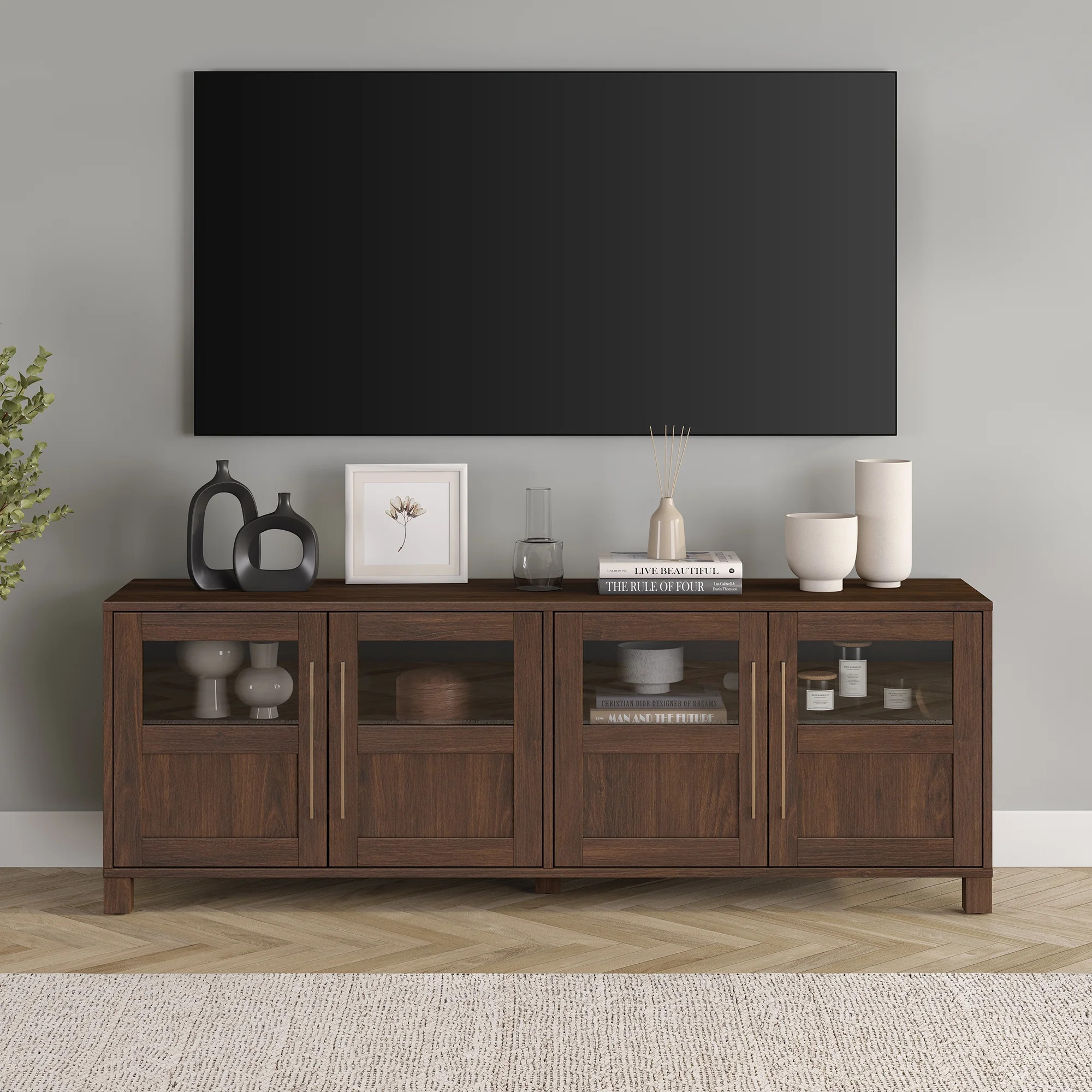 Evelyn&Zoe Holbrook Rectangular TV Stand for TV's up to 75", Alder Brown | Walmart (US)