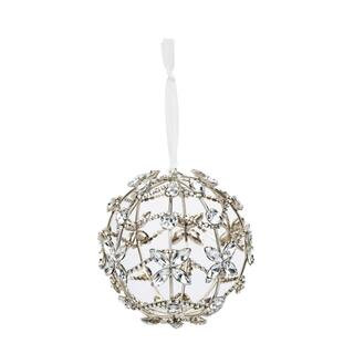 LR Home Handcrafted Silver Crystal Floral Chain Wrapped Globe Christmas Ornament (4-Pack) HOLID09... | The Home Depot